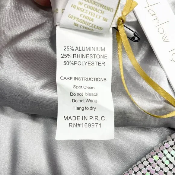 House of Harlow 1960 Rhinestone Mini Dress Womens Medium Disco Iridescent Club - Picture 8 of 9